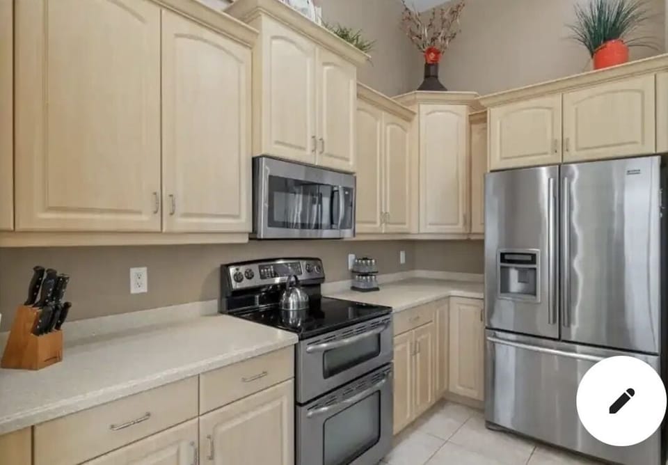 Spacious kitchen with island seating 