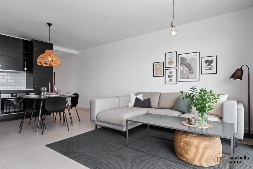 The spacious open living room
