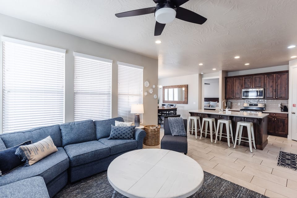 Well-appointed kitchen and gathering space