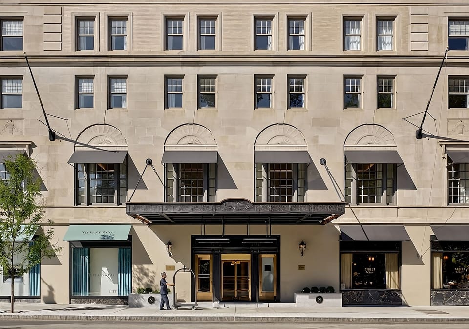 Arrive in style at a grand, iconic city façade.