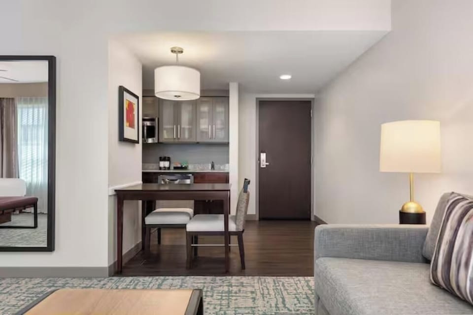Lounge in an open layout designed for easy, restful stays.