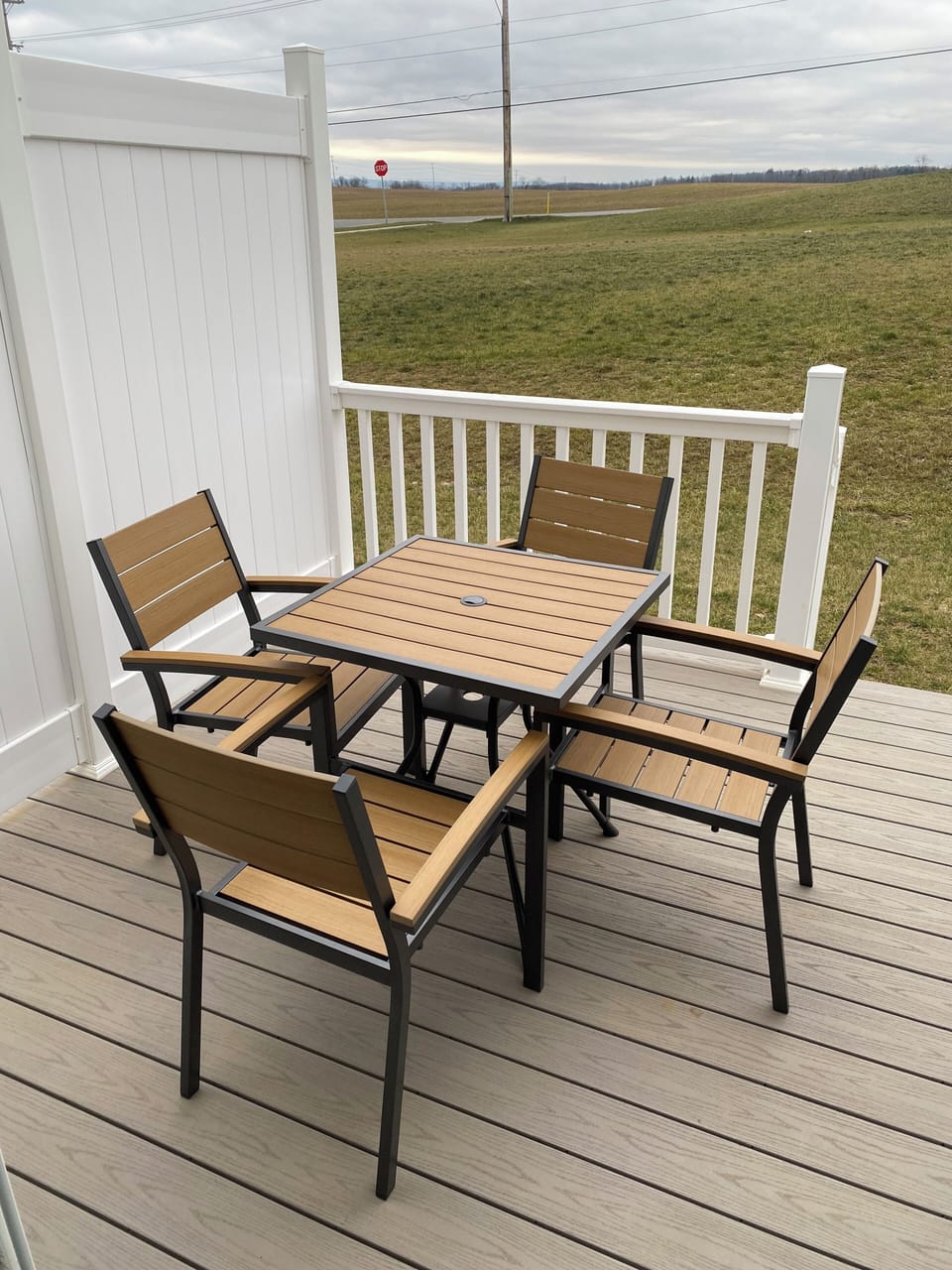 outdoor patio set to enjoy the view