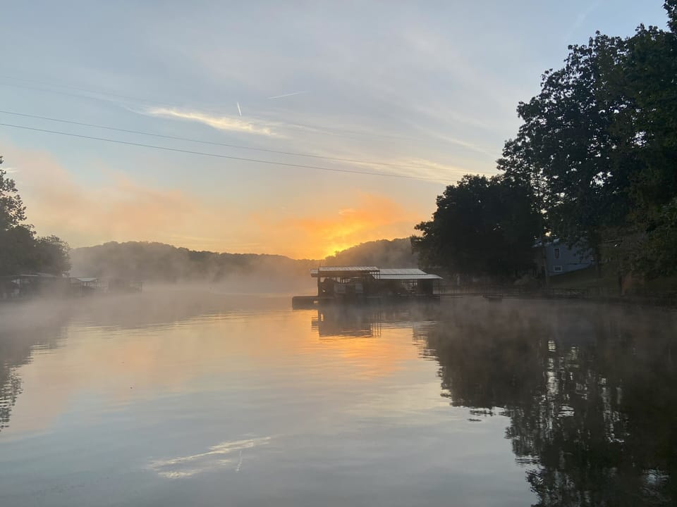 Beautiful morning sunrise from dock