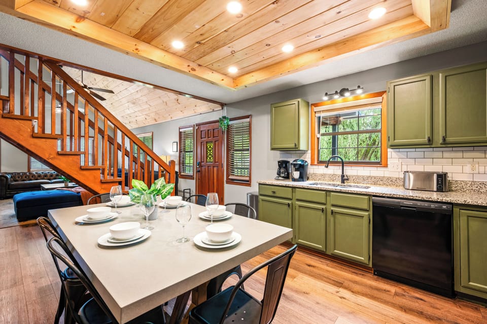 As you enter through the front door you will walk into an open-concept cabin!
