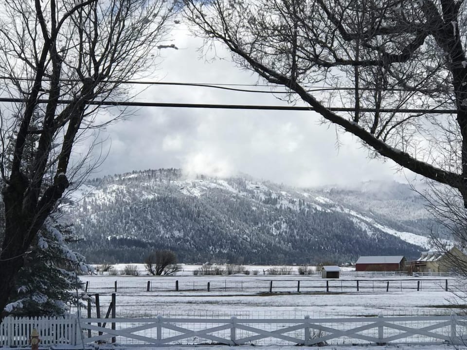 Snow and valley view