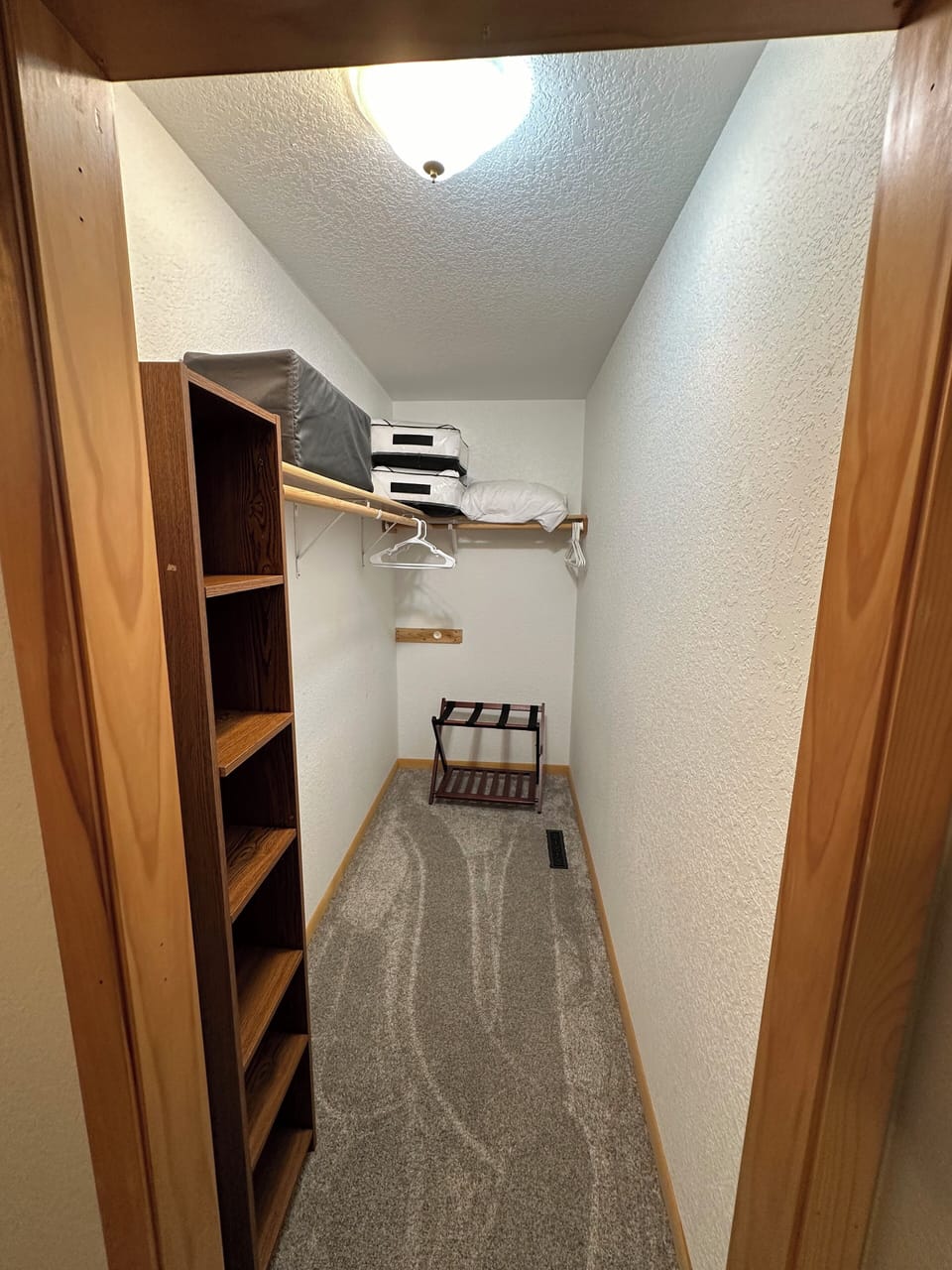 The master walk in closet is large enough for a porta-crib or twin air matress!