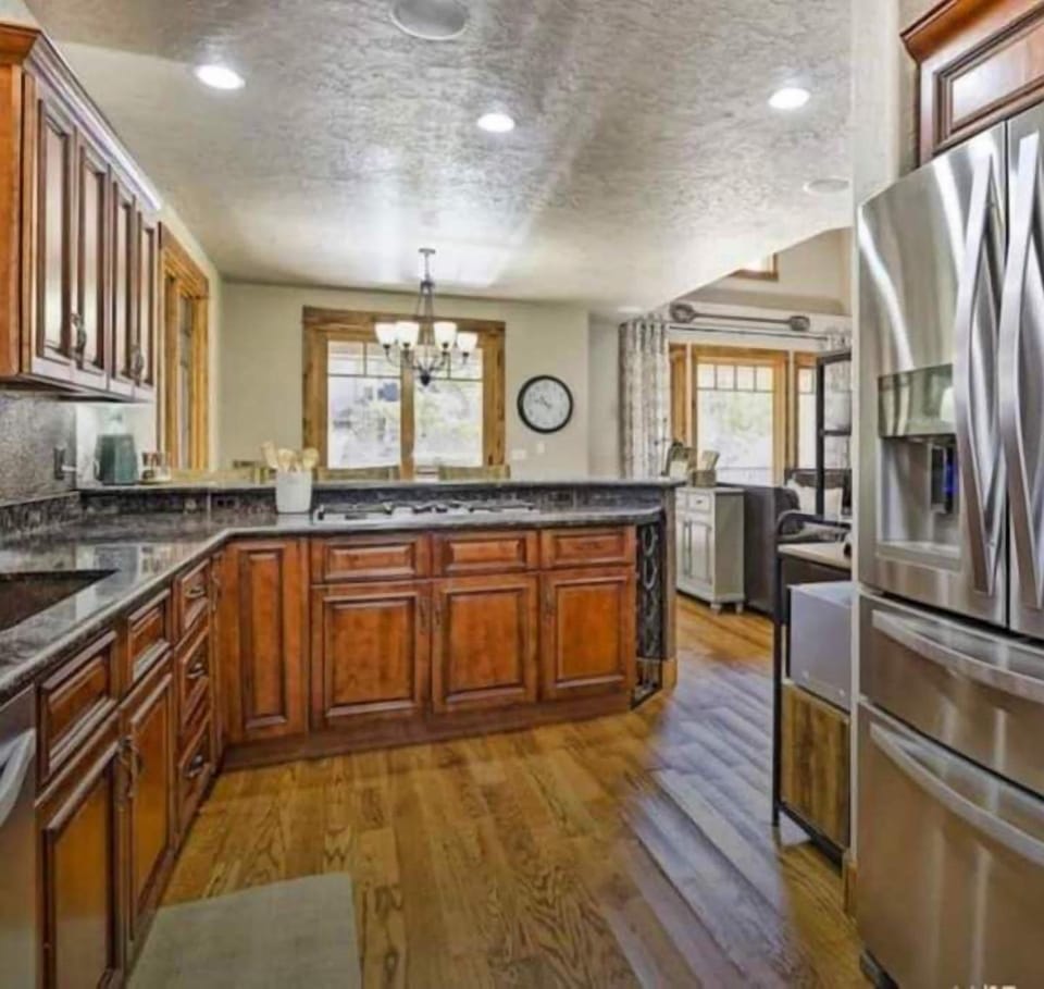 Refrigerator with ice maker.