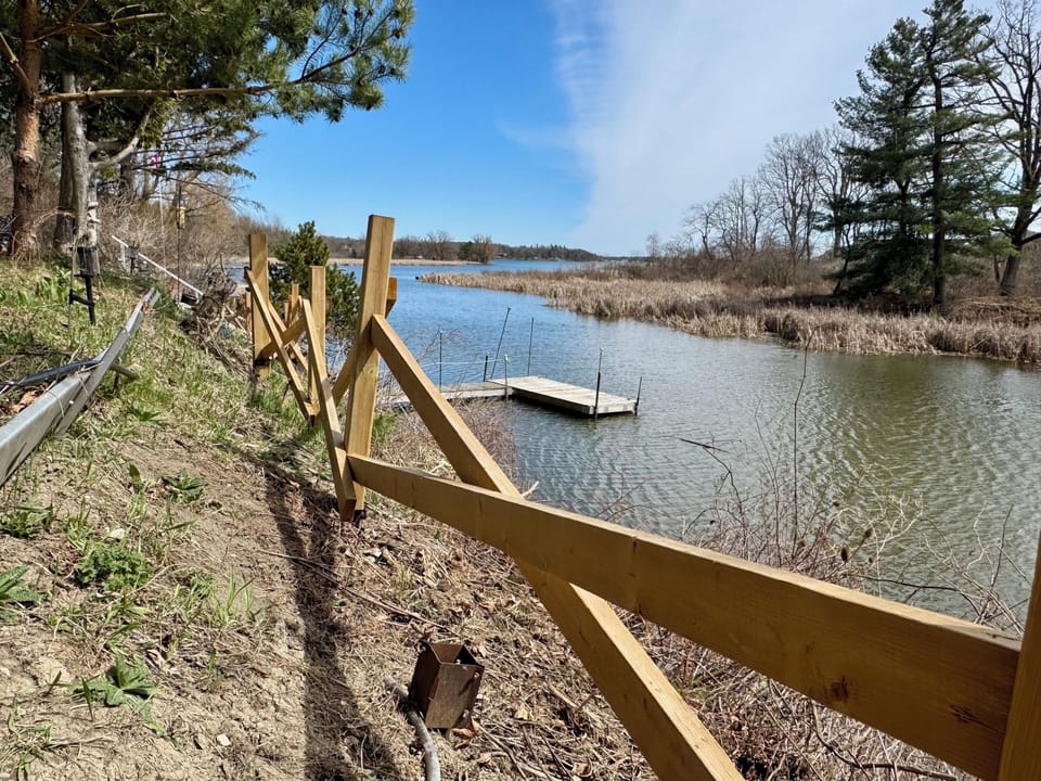 Back yard overlooking the boat dock. Spring/Early Summer