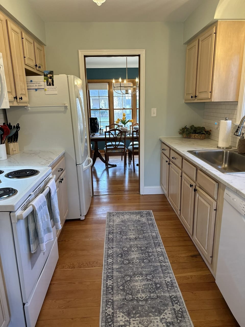 View from back door, kitchen into dining room.