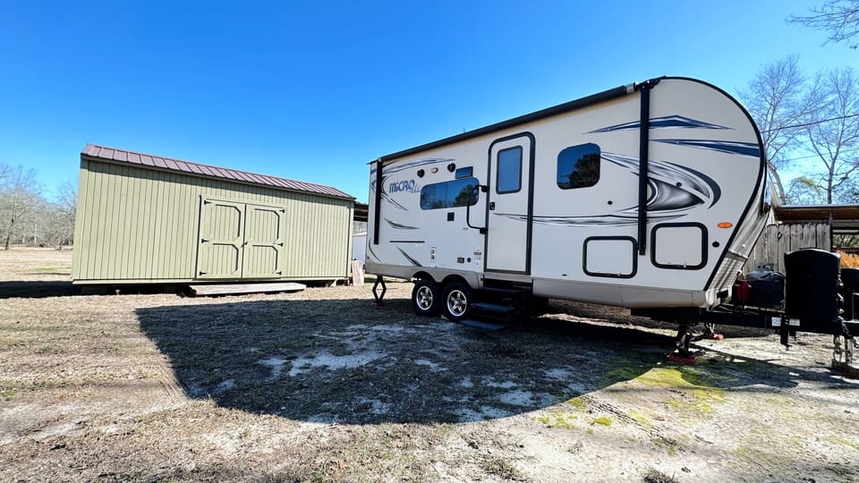 Enjoy your own getaway at the Happy Little Camper, equipped with private parking
