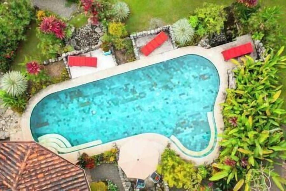 Massive swimming pool is right beside the river!