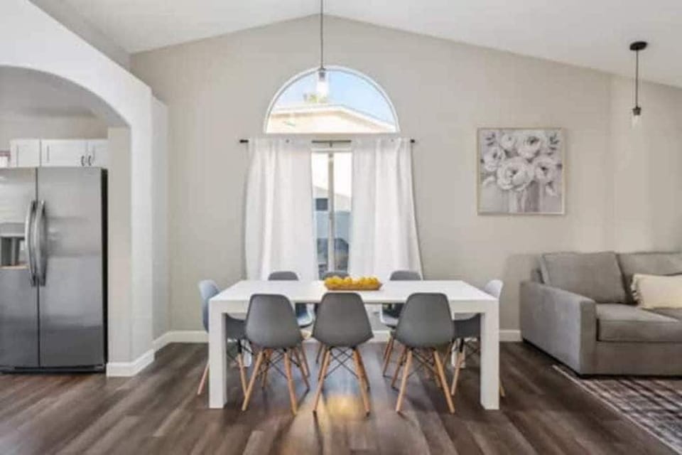 Dining table seating for up to 8. 