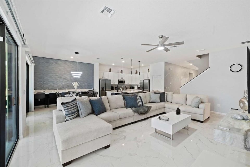 Living space sitting Area With Kitchen View