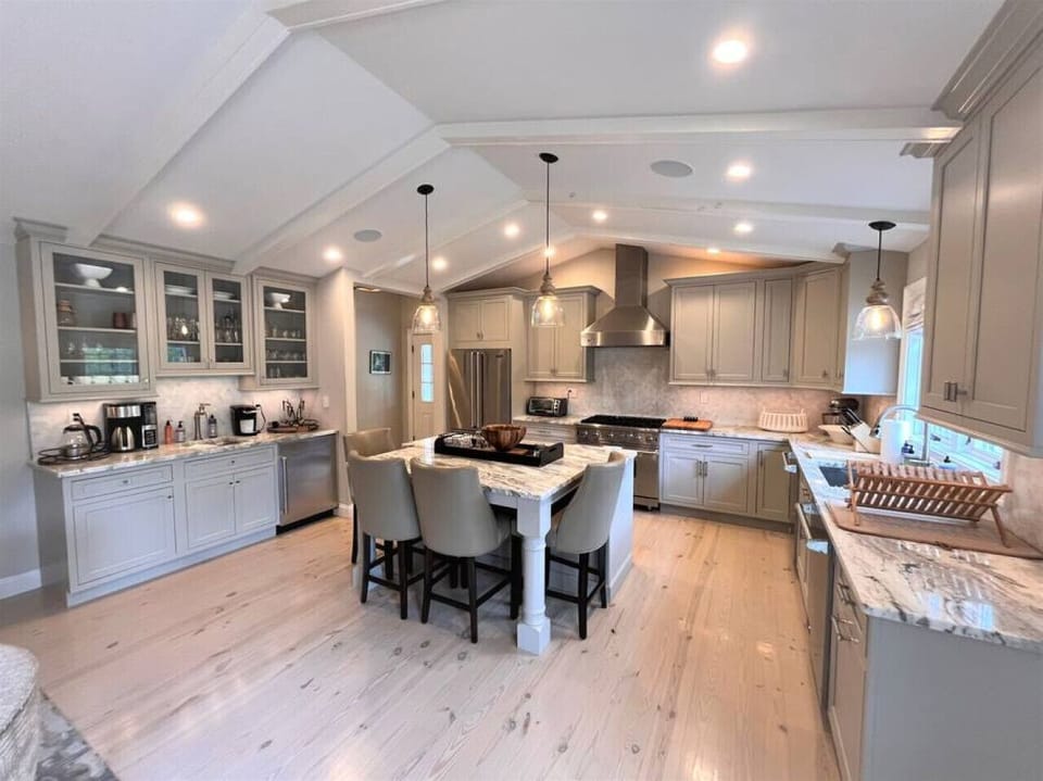 Top of the line kitchen with everything need for gourmet meals and drinks. SS Appliances, granite countertops.