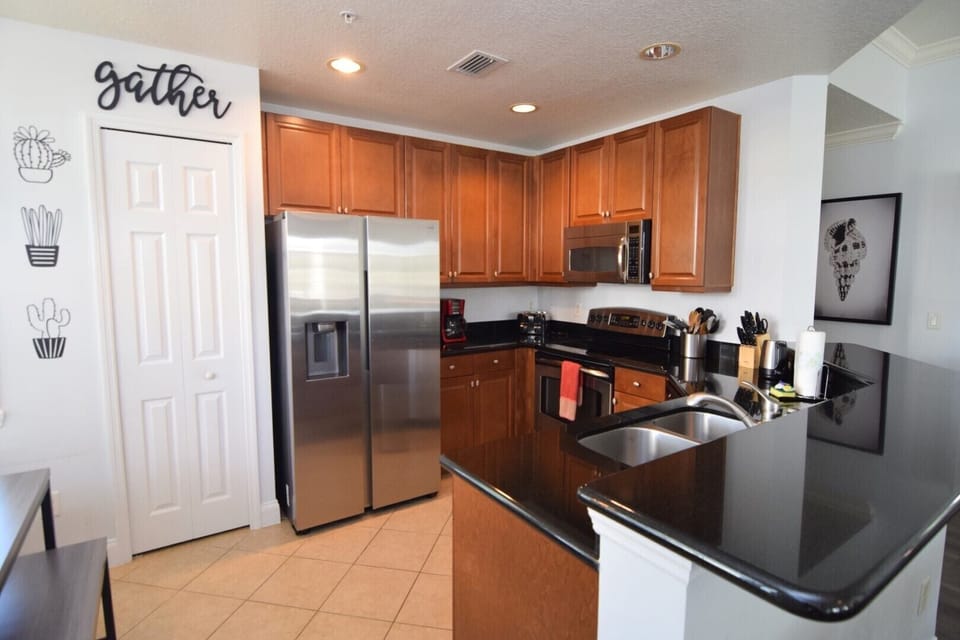 Stainless steel kitchen appliances, drip coffee, Nespresso, utensils, dishes etc