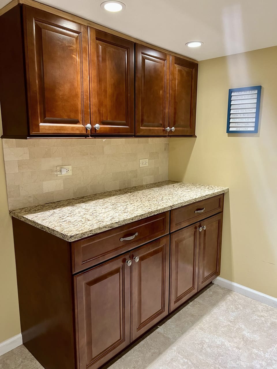 Extra counter space in lower level.