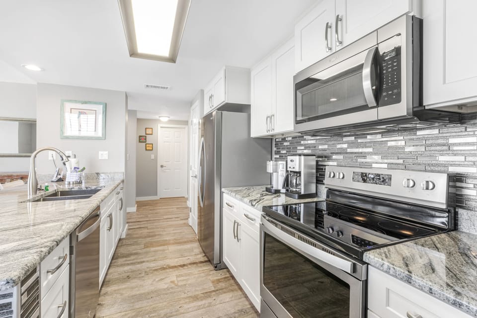 Our kitchen was recently renovated upscale decor and appliances.