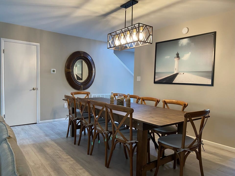 Plenty of space to serve meals at home! 
Table seats 10