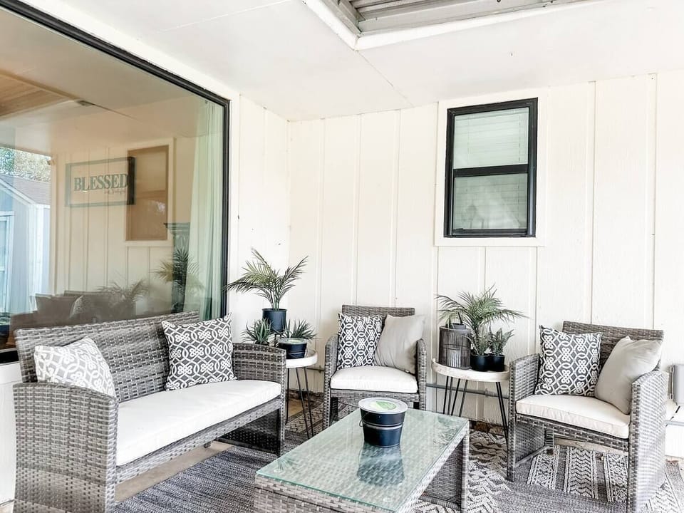back patio with outdoor seating