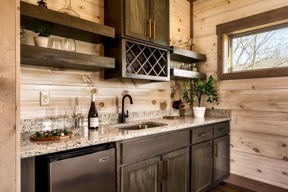 Loft also provides a mini-fridge, wet bar and plenty of room to make cocktails.