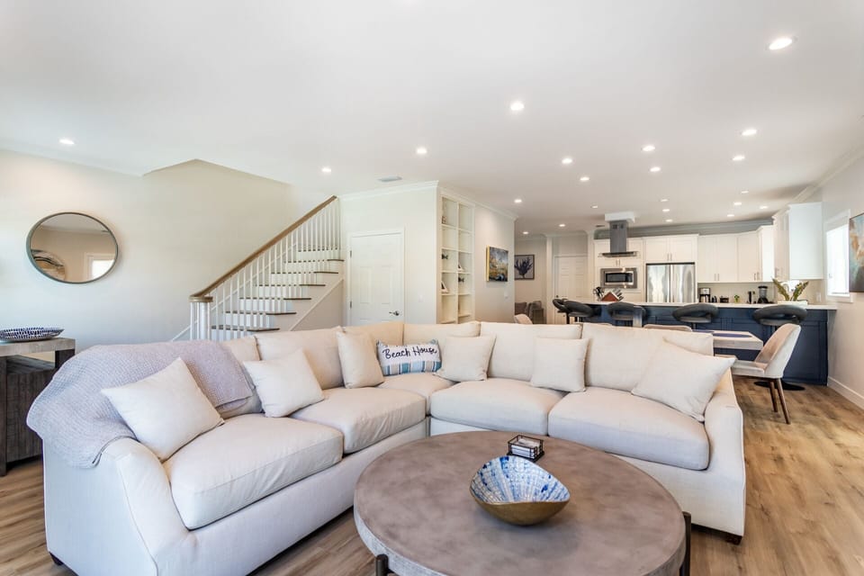 Sink into this plush couch with your family and enjoy quality time.