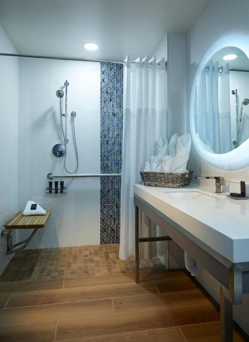 Feel confident with an accessible roll-in shower and supportive grab bars.