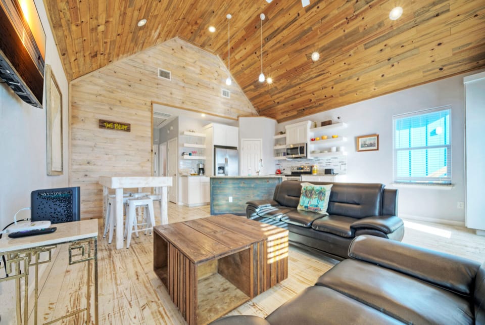 Beautiful open floor plan with rustic accents.