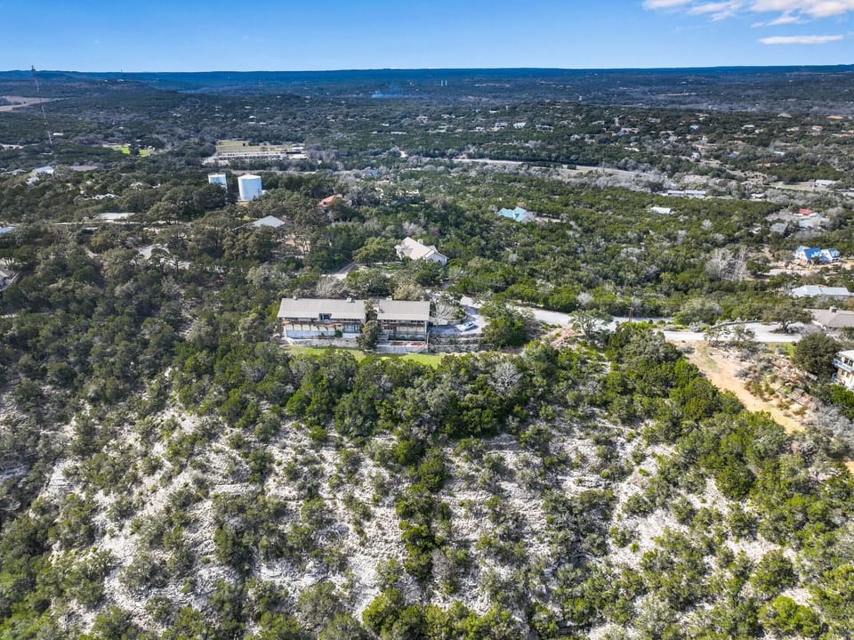 The main house is on the left, the rental units are in the house on the right