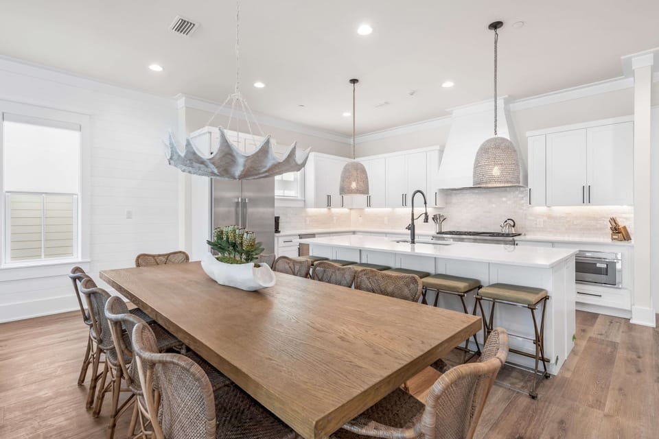 Dining table with seating for 8