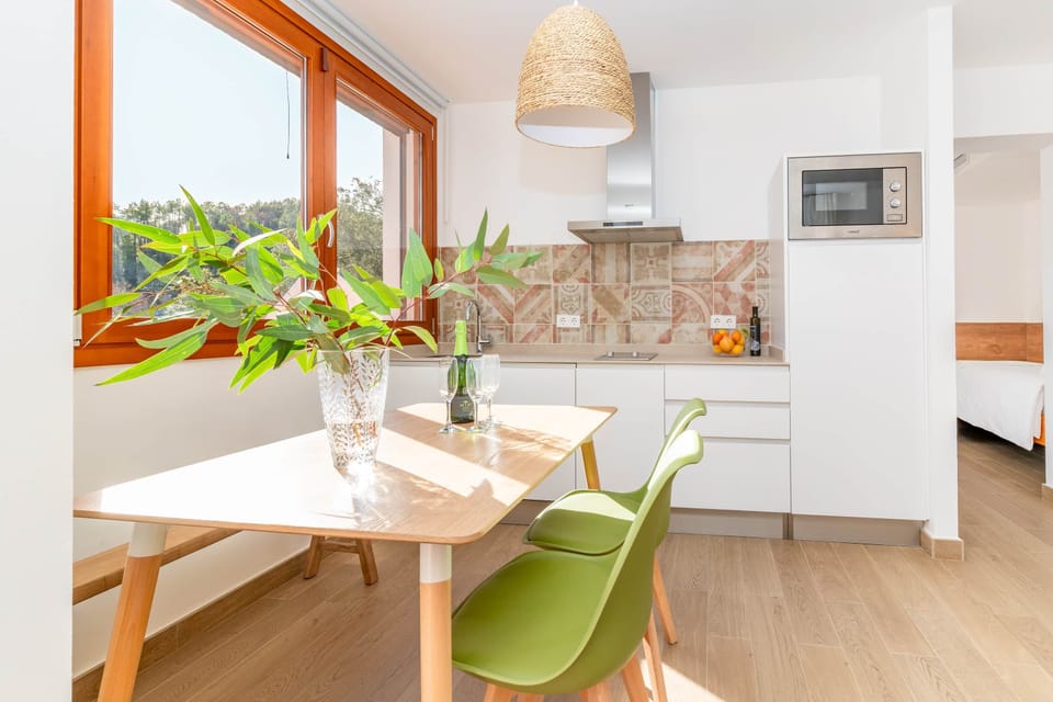 Living area and kitchen