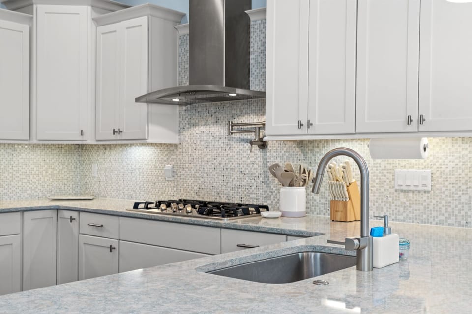 Staying in for the night? Having a slow morning enjoying your coffee on the porch? This fully equipped kitchen is perfect for whipping up a meal without having to leave the house.
