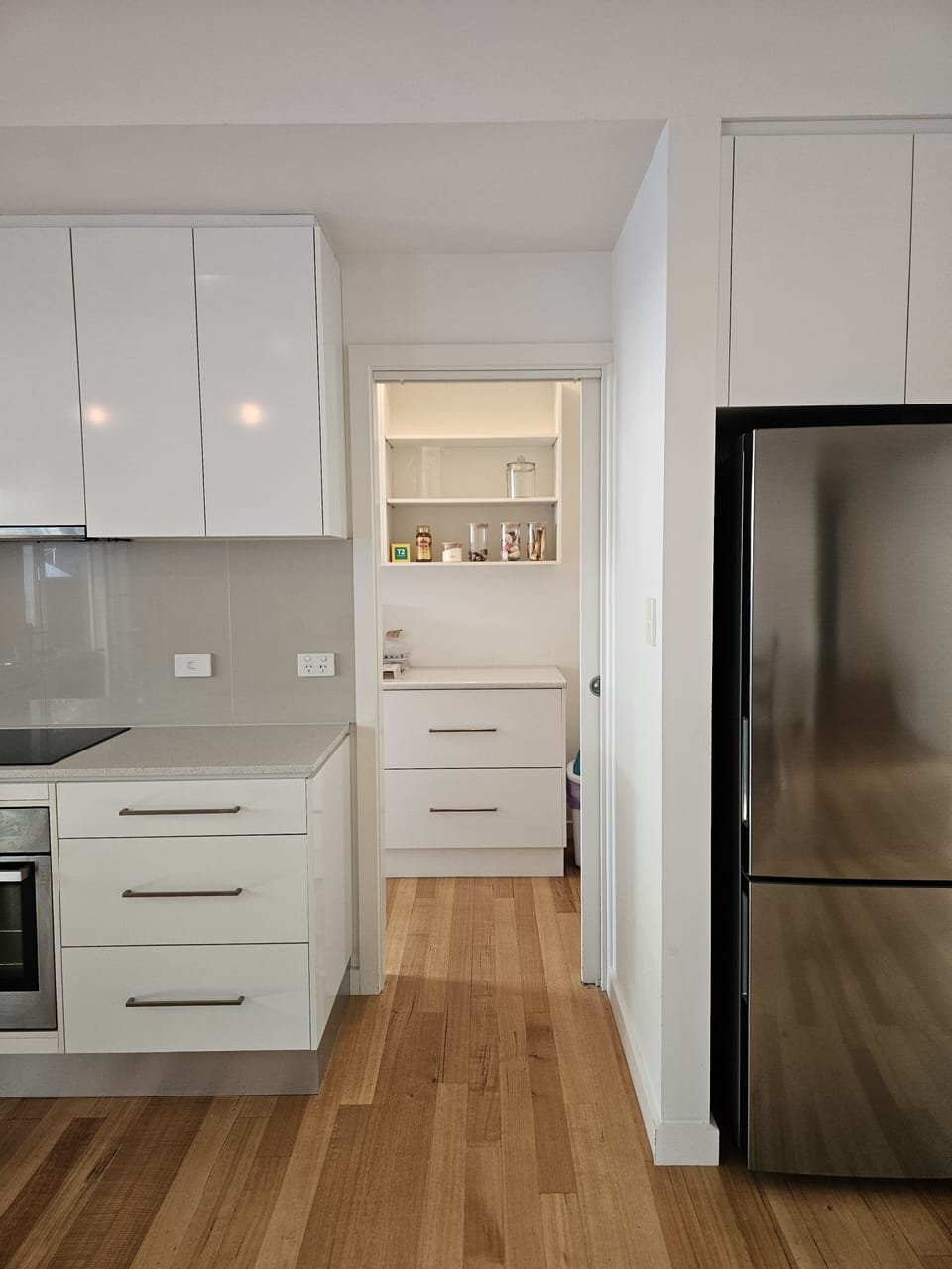 Butlers pantry which has the microwave, coffee machine, toaster, rice cooker etc