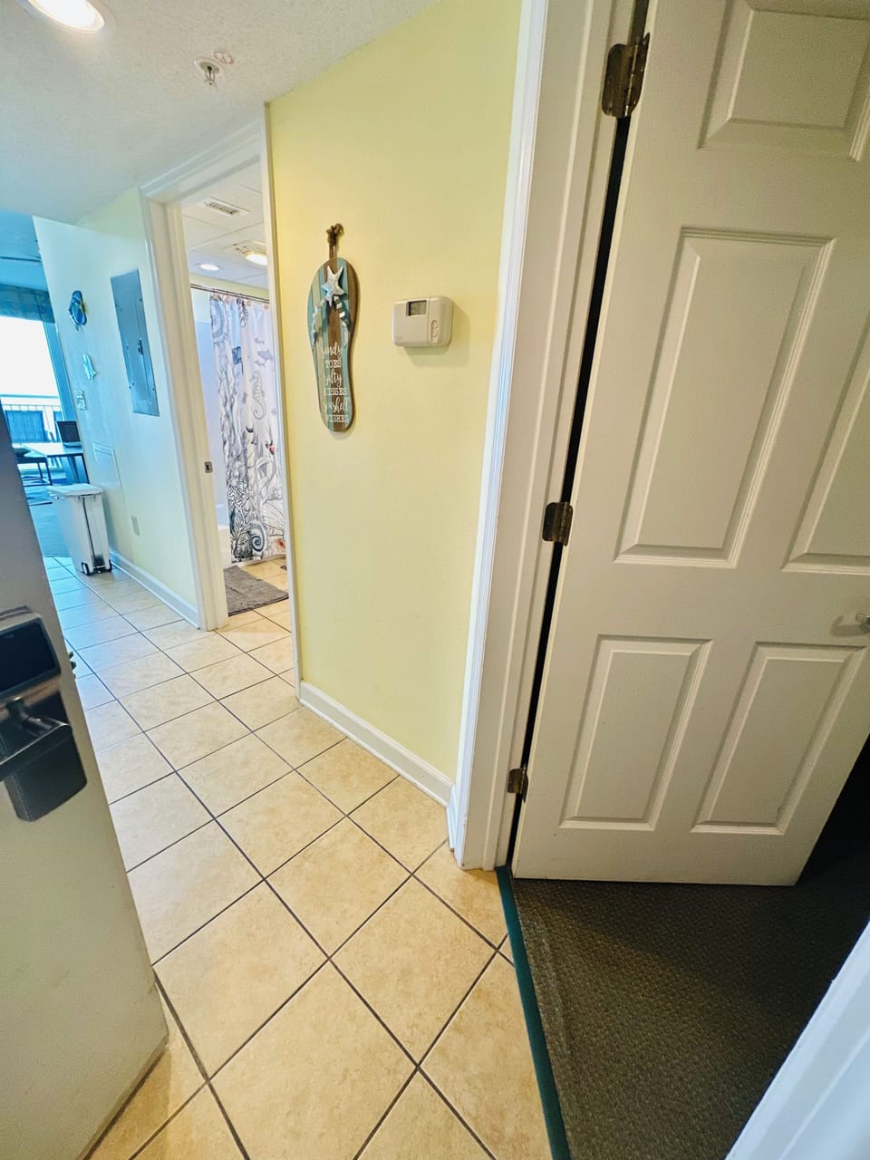 When you get in to the unit there’s a hallway & the bedroom is on the right side