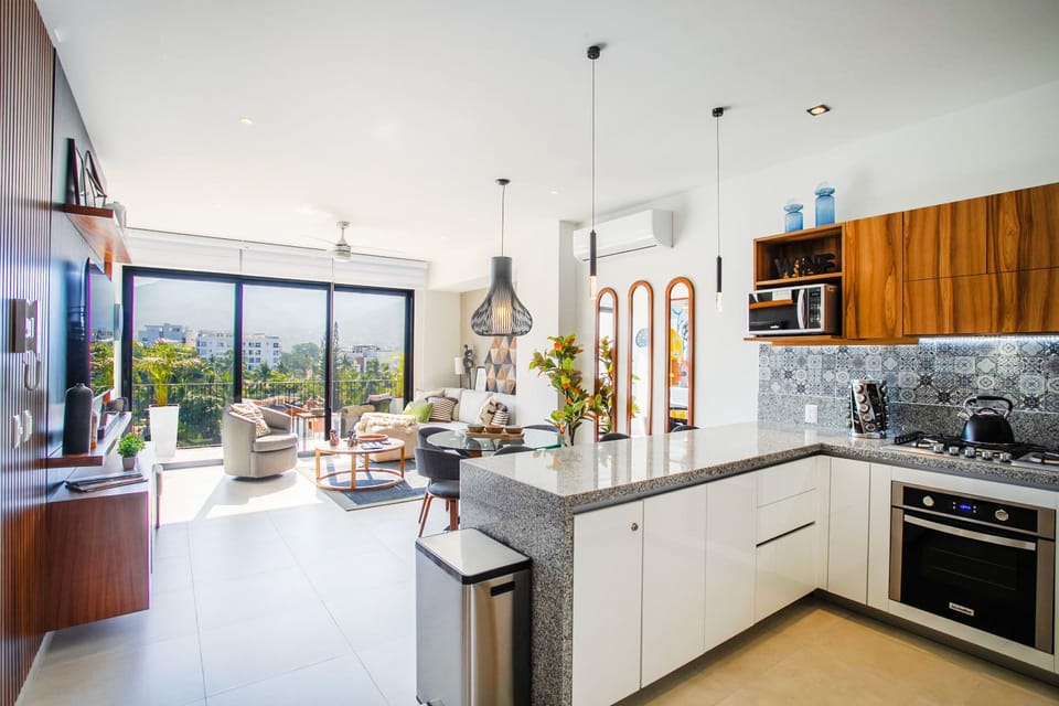Enjoy the panoramic view while you prepare dinner