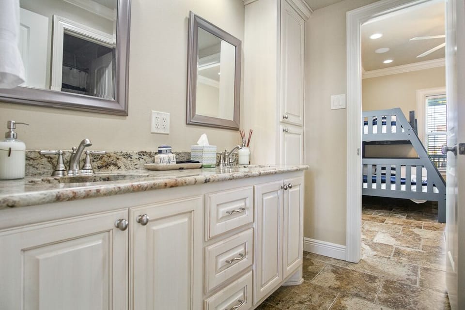 Double sinks in this bathroom. 