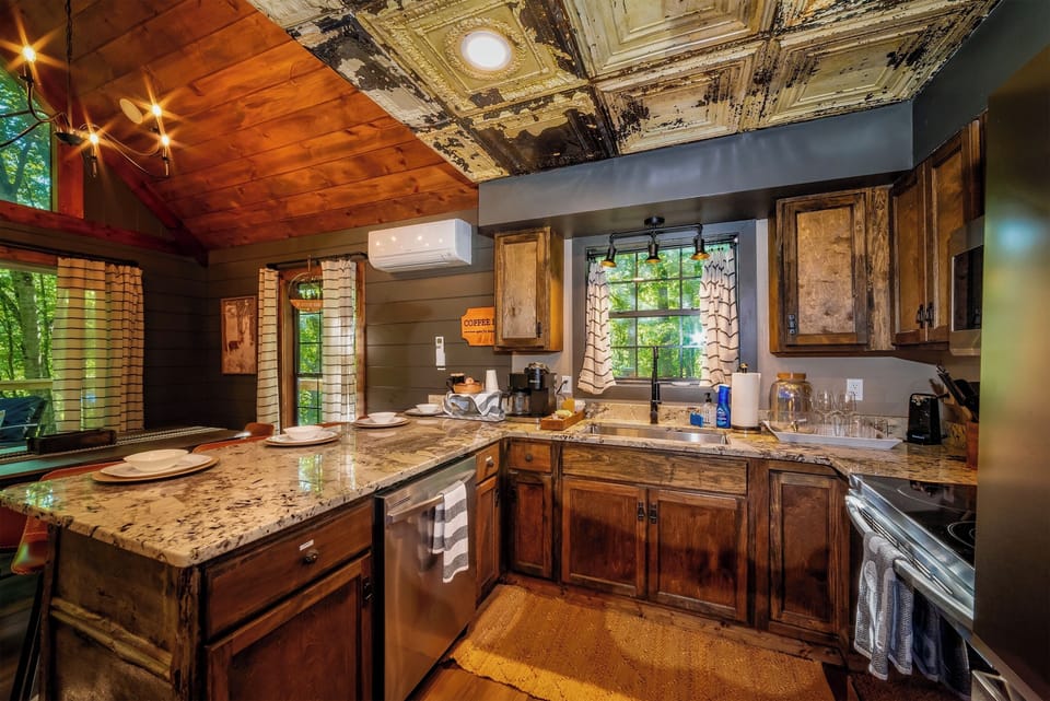 Custom and fully appointed kitchen for dining and entertaining.