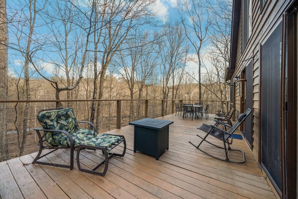 Outdoor seating on the back porch