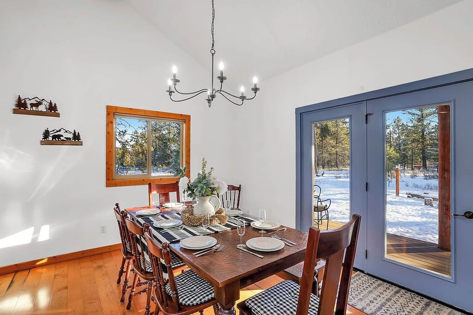 Large dining table where everyone can sit down together and recap the day.