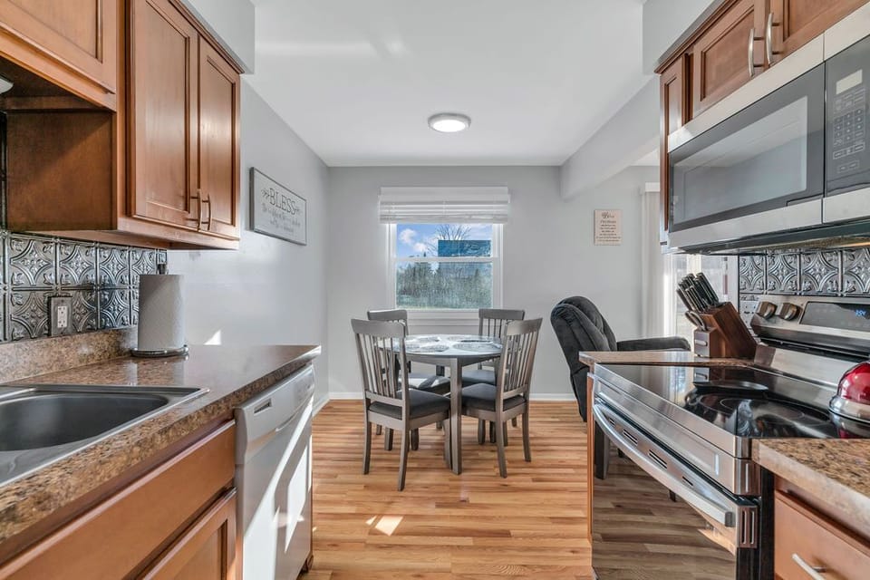 The kitchen has a blender, slow cooker and hand mixer plus many other amenities.