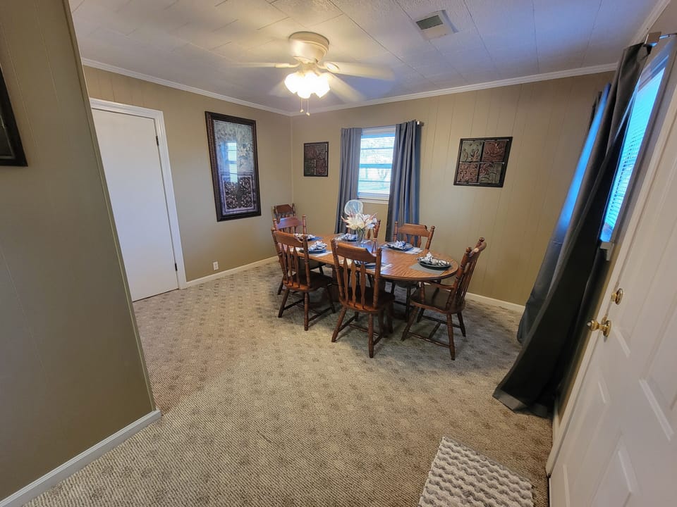 seating for 7 also has a deep freezer in this room