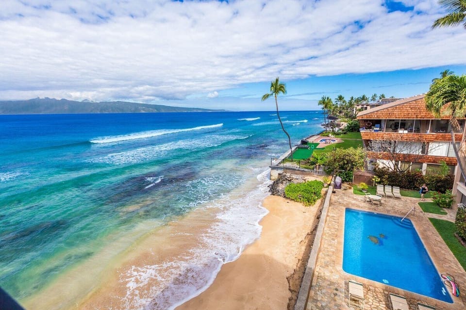 Ocean front pool with beach facing these stunning views