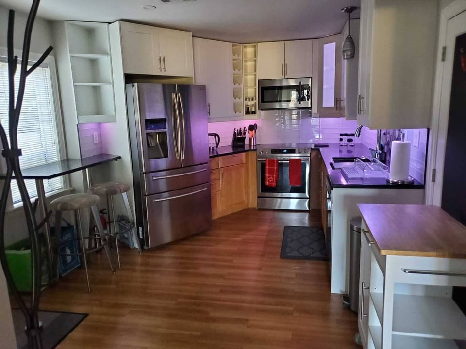 Fridge with filtered water dispenser, convection oven, microwave