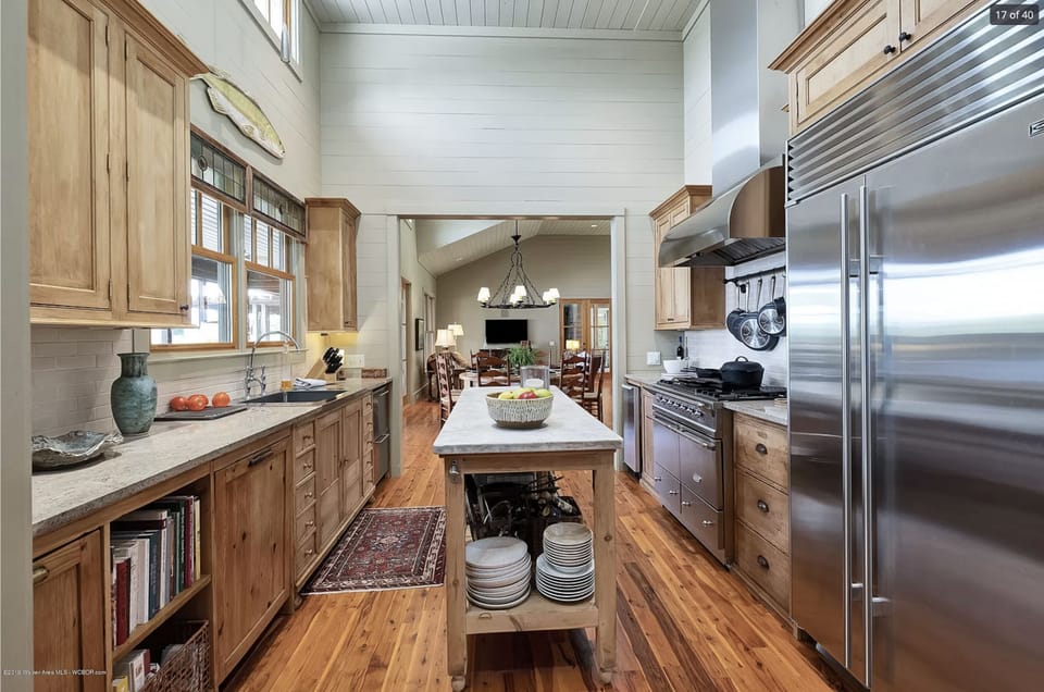 Fully stocked kitchen, two ovens, propane cook top, built in ice maker
