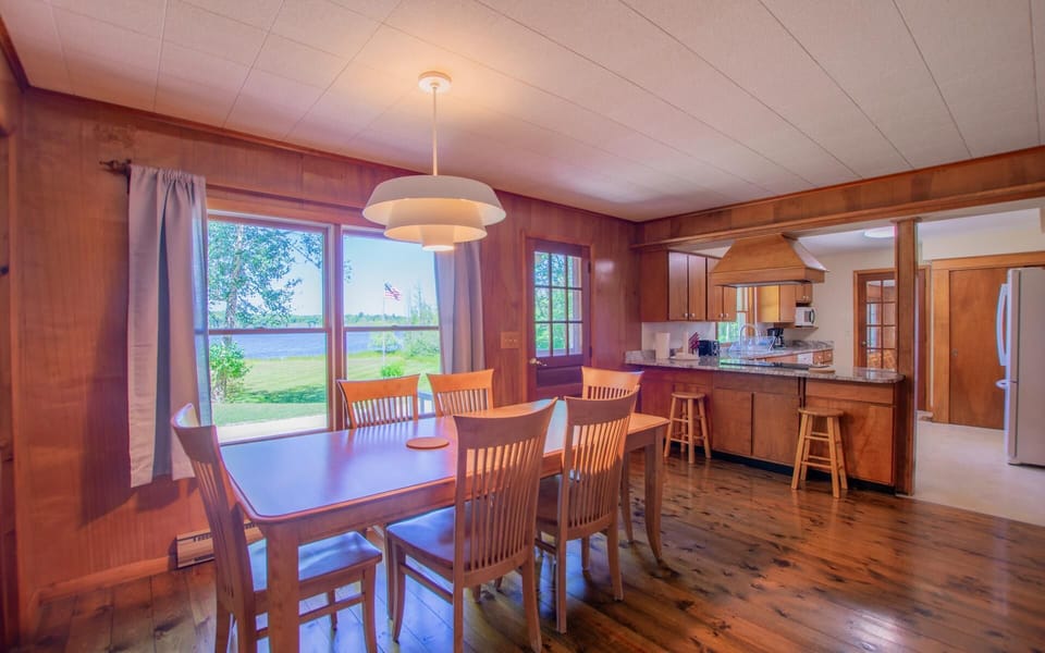 Dining room with views of lake