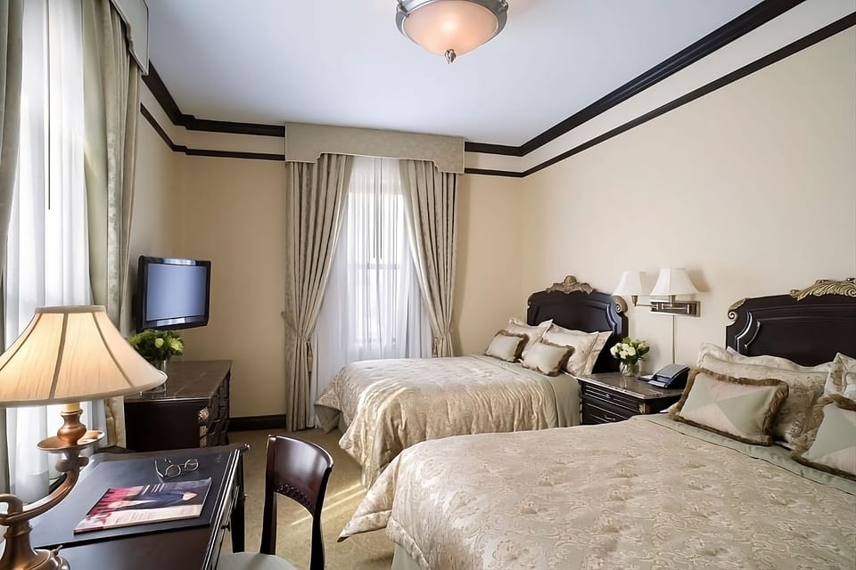 Sleep soundly in a roomy double-bed layout for two.
