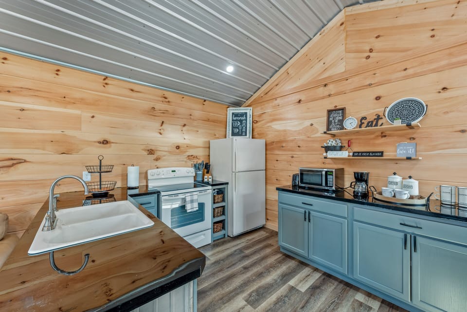 Kitchen area is well-stocked and has all of the basics you want 
