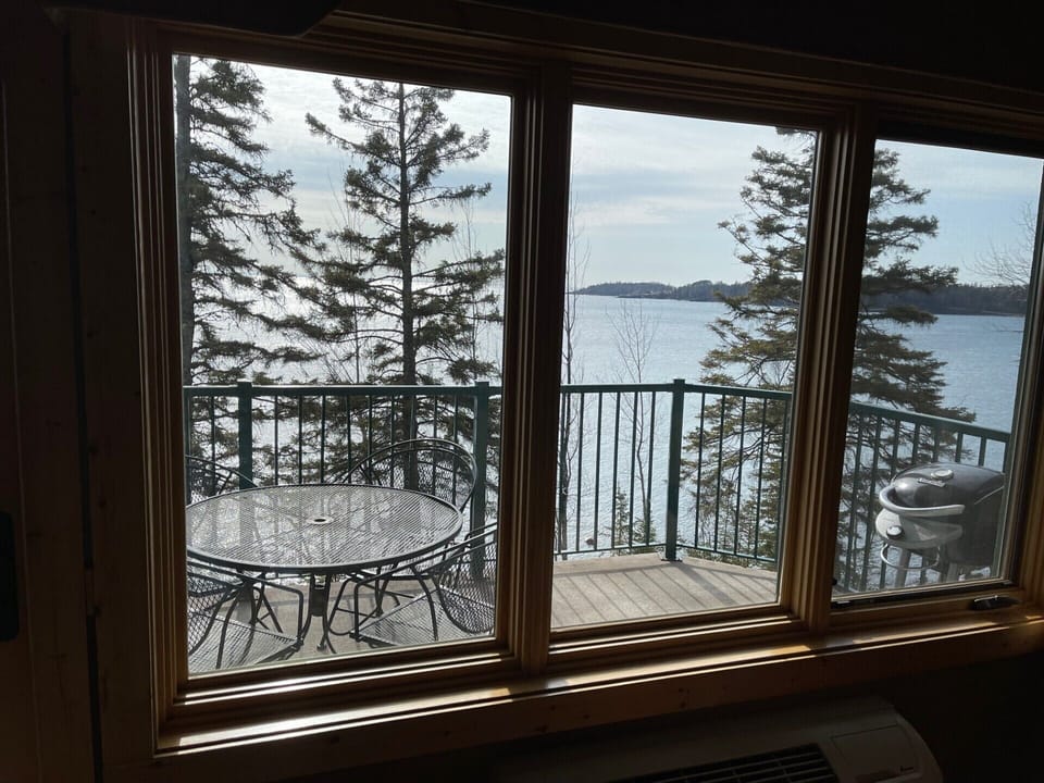 Balcony, grill, table, and beautiful views