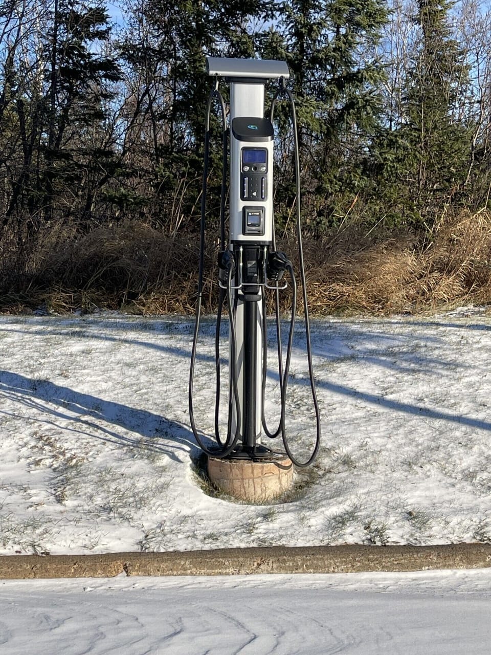Charging station in parking lot