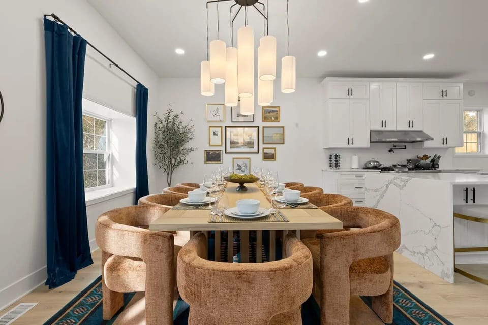 Gather around our spacious 10-seat dining table.