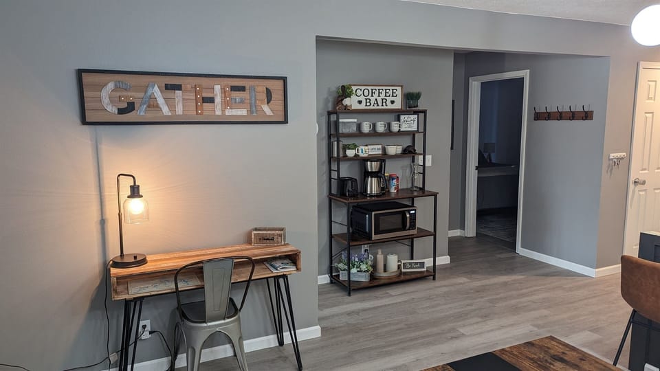 Desk and coffee bar